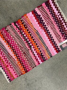 New Colorful Woven Chindi rags Croatian Cotton Rug - Pink, Red, Orange, Burgundy